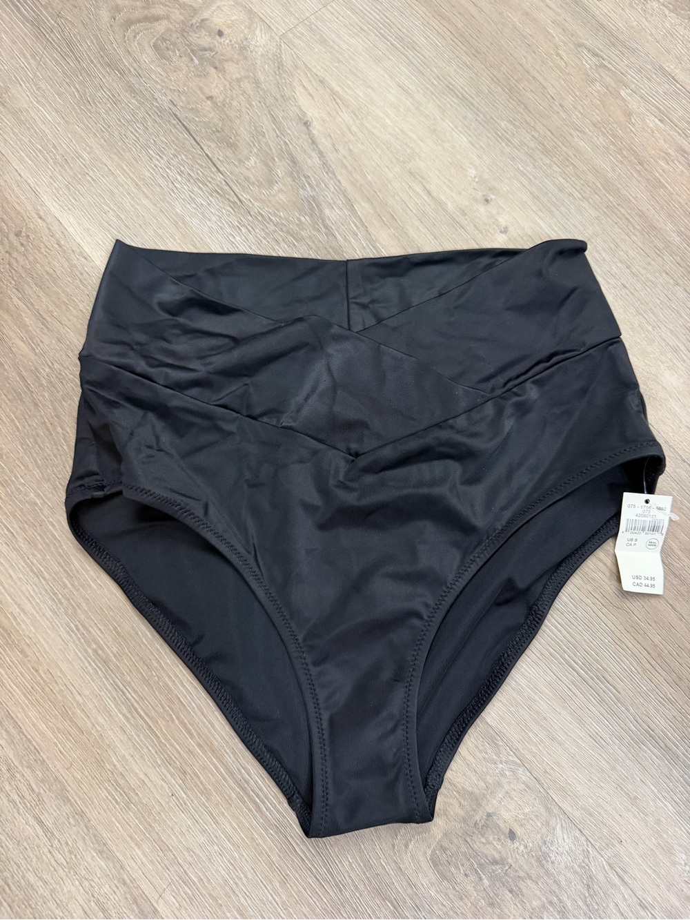 Aerie High Waisted Full Coverage Bikini Bottom Women’s Small Black NWT